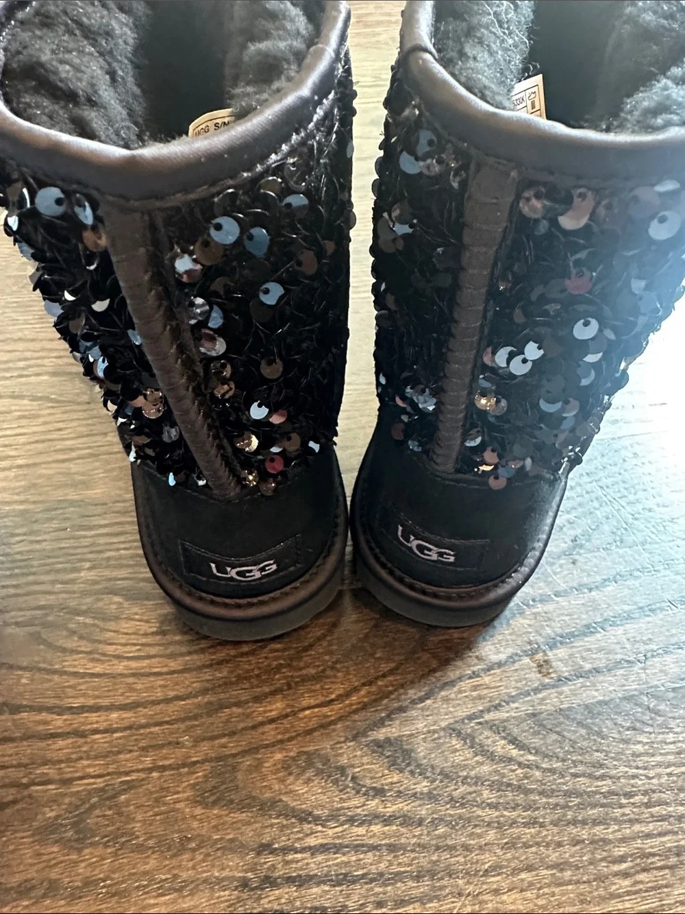 UGG Kids Black Sequin Shearling Boots